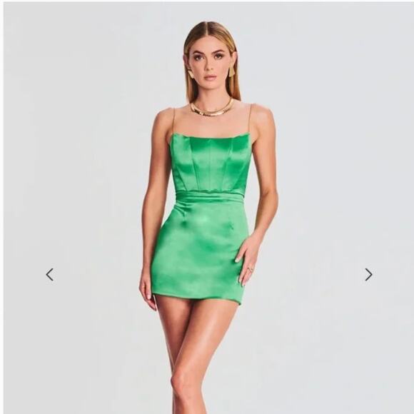 NEW $365 Retrofete Easton Corset Mini Dress Natural GreenM